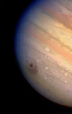 True colour image of impact zones D and G
