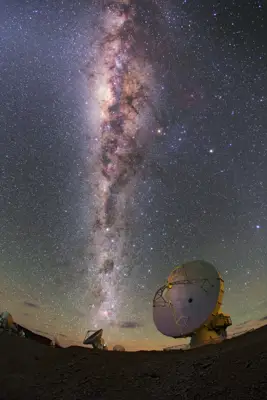 The Milky Way glitters brightly over ALMA
